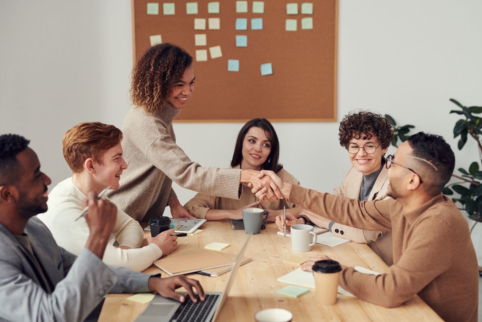 Business team sharing ideas during a strategy meeting